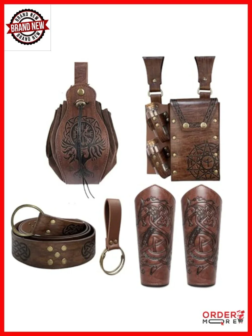 Renaissance Belt Pouch Purse Viking Bracer Hook Halloween Set Medieval Festival